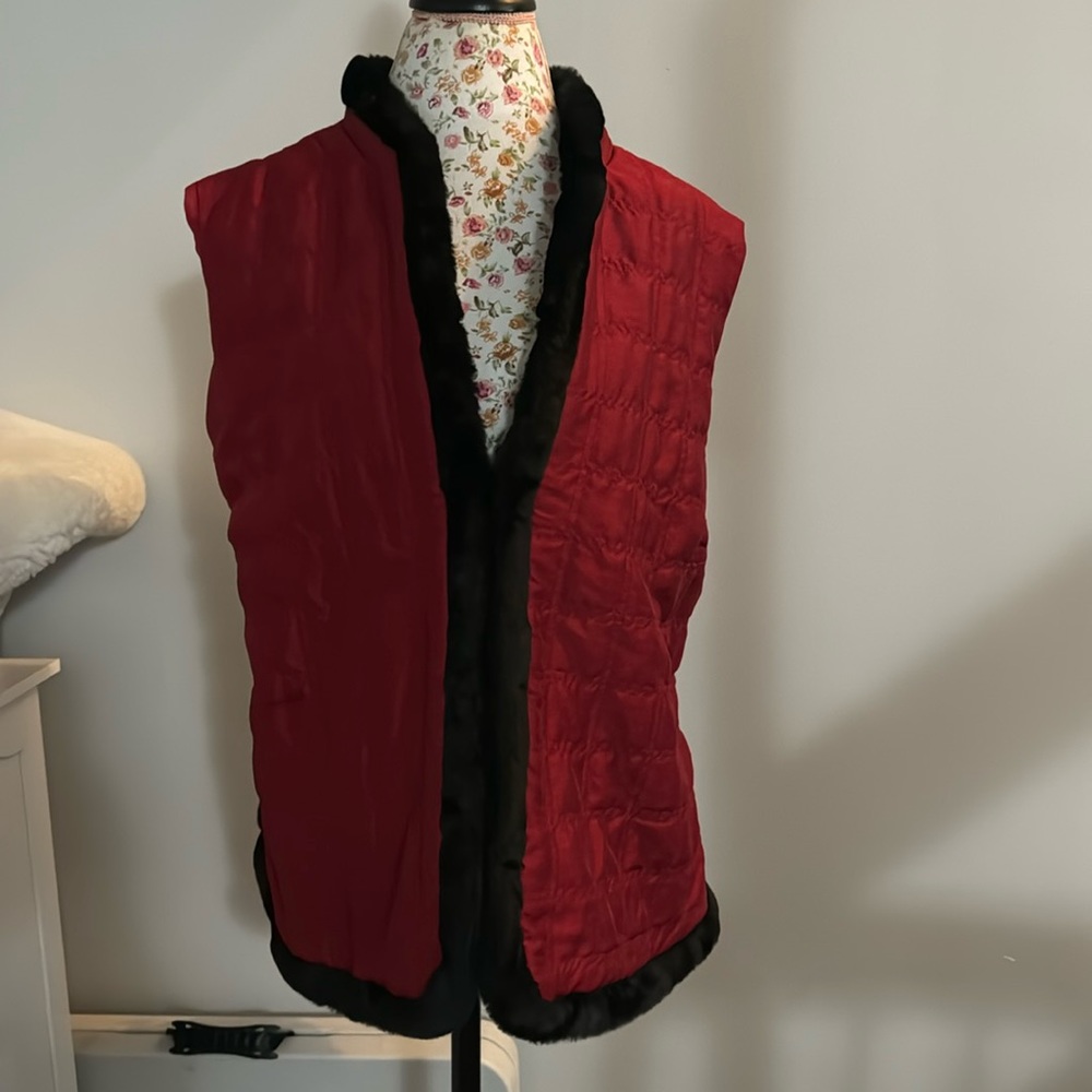 🆕NWOT* JM Collection Red Quilted Faux Fur Vest Size 22W